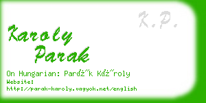 karoly parak business card